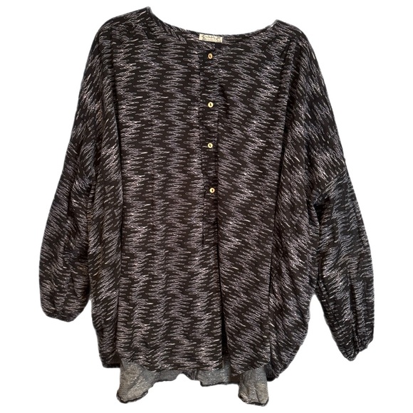 Free People Blooms For You Blouse Size XS Black Intimately Oversized Sleep Flowy - Picture 5 of 15